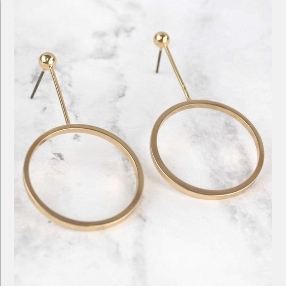 Kate Morgan Jewelry - GoldTone Bar and Circle Drop Stud Earrings